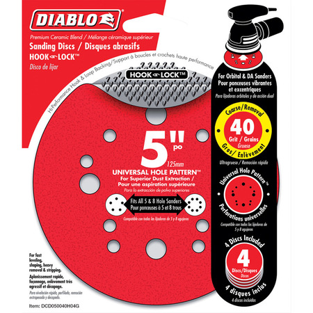 DIABLO HOOK&LOCK DISC 5""40G 4PK DCD050040H04G